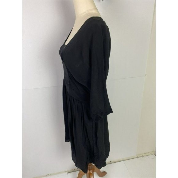 Portmans Size M Black Women's A-Line Dress 100% SILK - Picture 4 of 7